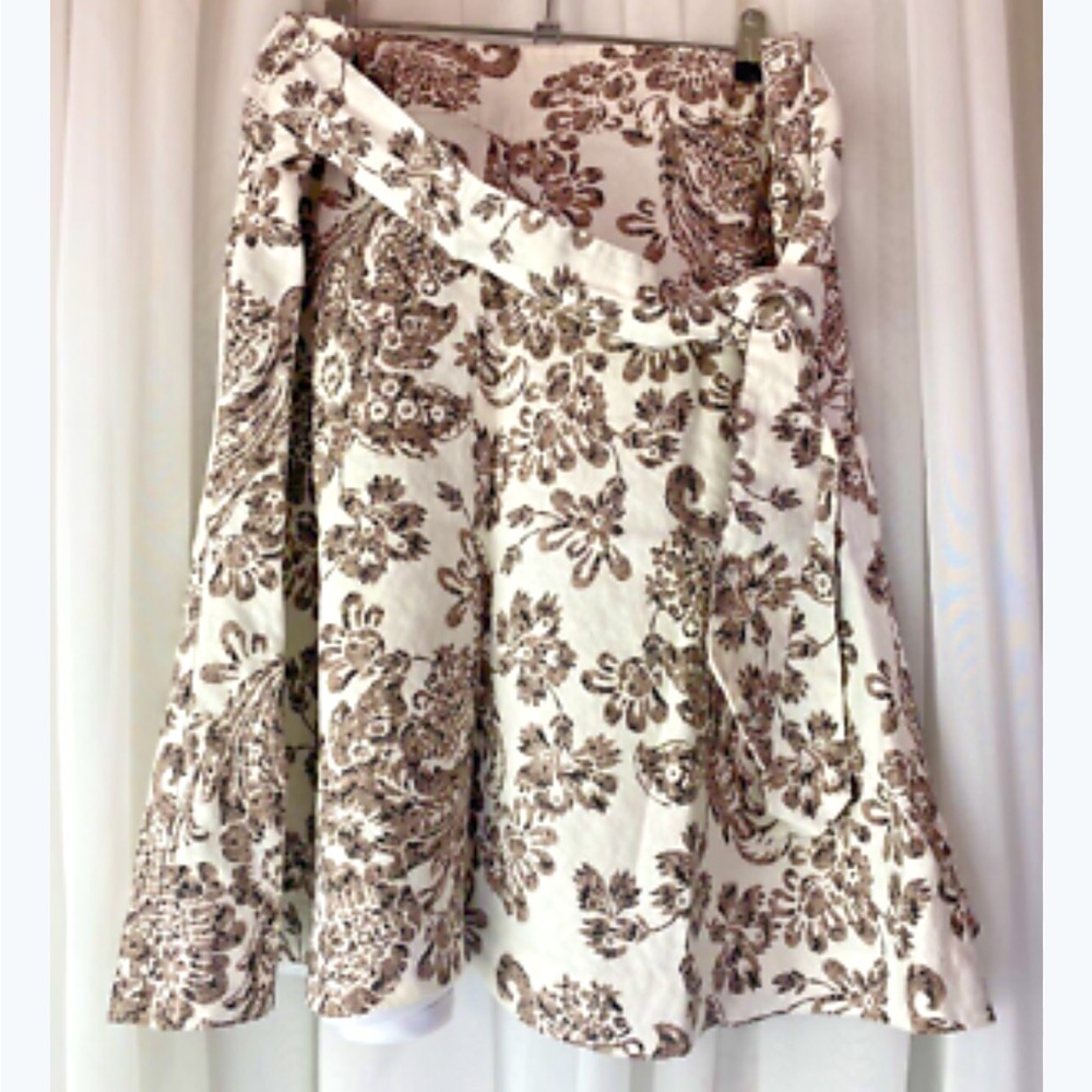 Merona Brown Floral Midi Skirt